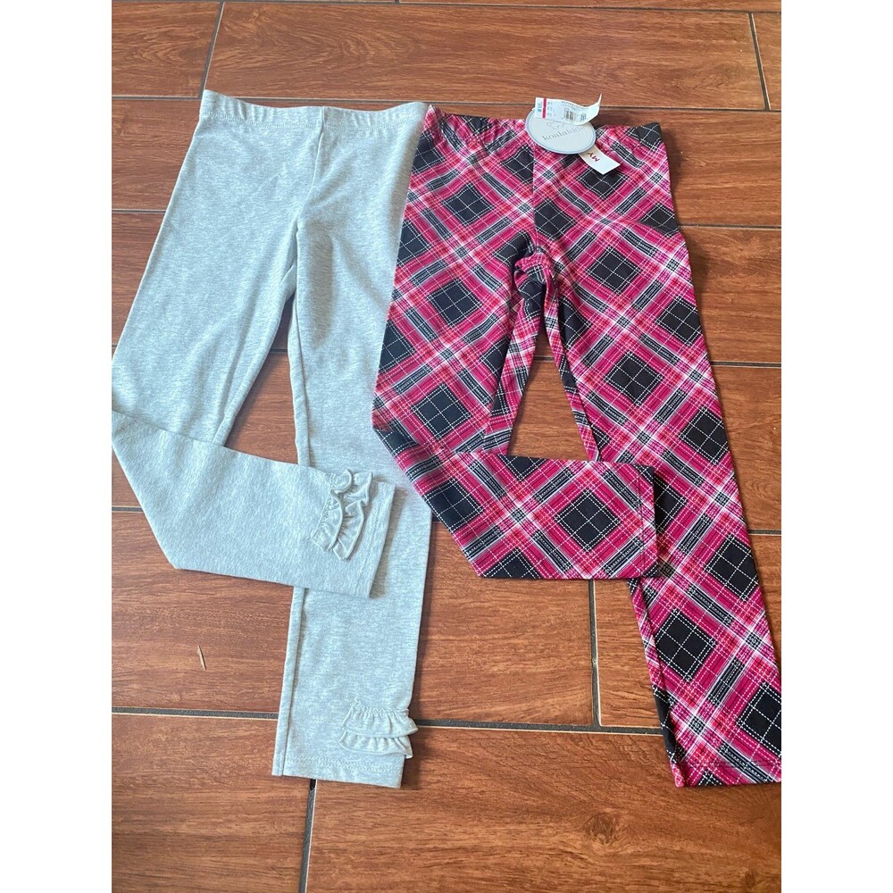 New 2 girl legging sz 5T plaid ruffle